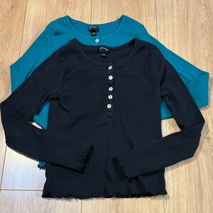 💙 Black and Teal Kids Long Sleeve Tee 💙